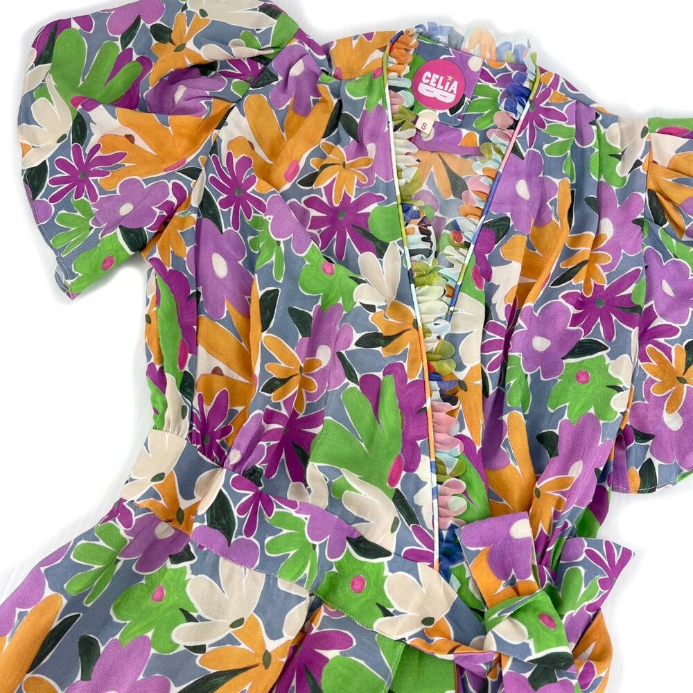 Celia B Liska Wrap Dress Floral Womens M NWT - Picture 3 of 6